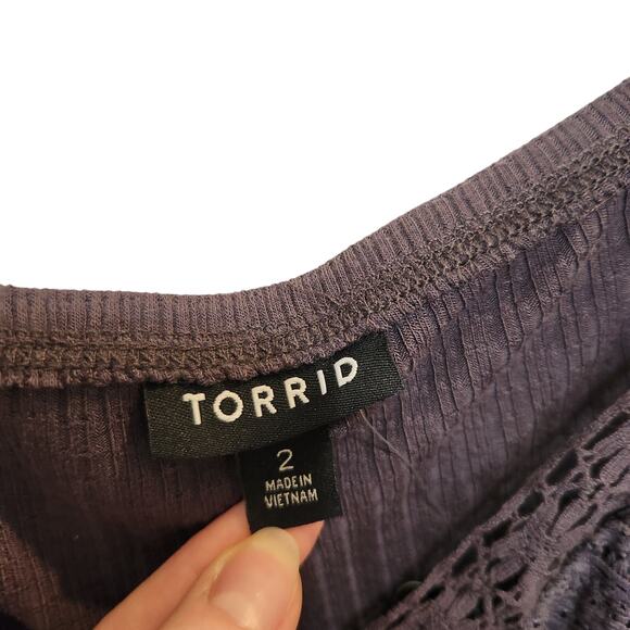 Torrid Textured Jersey Square Neck Flutter Sleeve Babydoll Blouse Periscope 2X - Picture 6 of 10